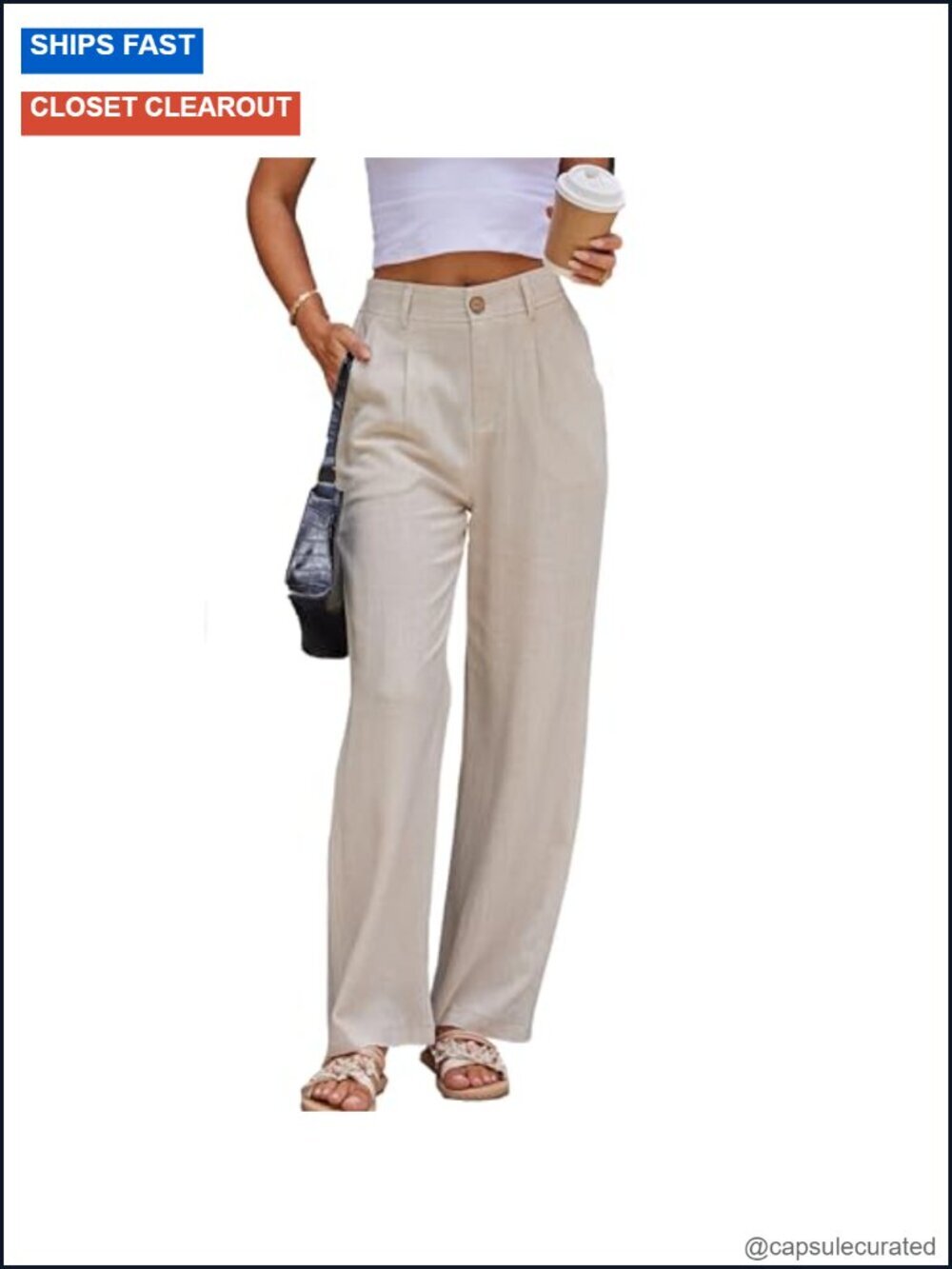 Womens Linen Straight Wide Leg Dress Pants Casual Work Trousers